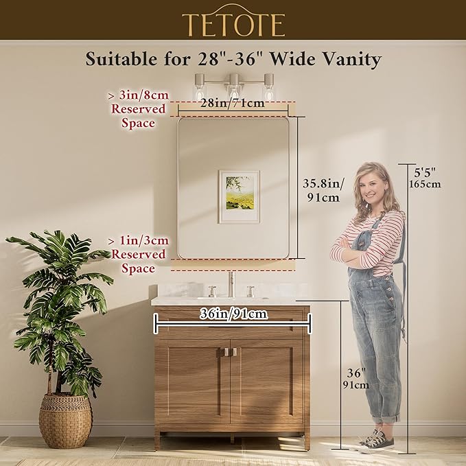 TETOTE Black Vanity Mirror 28 x 36 Inch