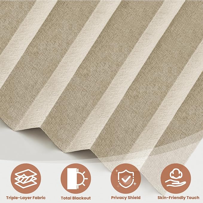 AJAZZ Blackout Accordion Door Curtain 98"x78" Cream Yellow