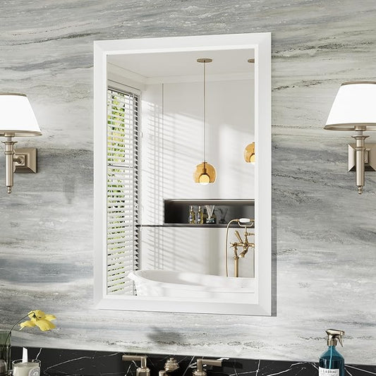 24x36 Inch White Bathroom Mirror