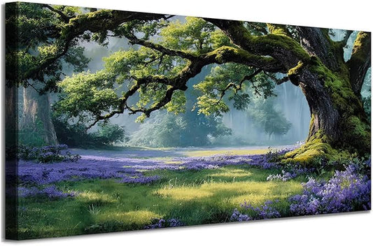 Ardemy Giant Tree Forest Canvas Wall Art 40"x20" Picture – Sunlit Landscape