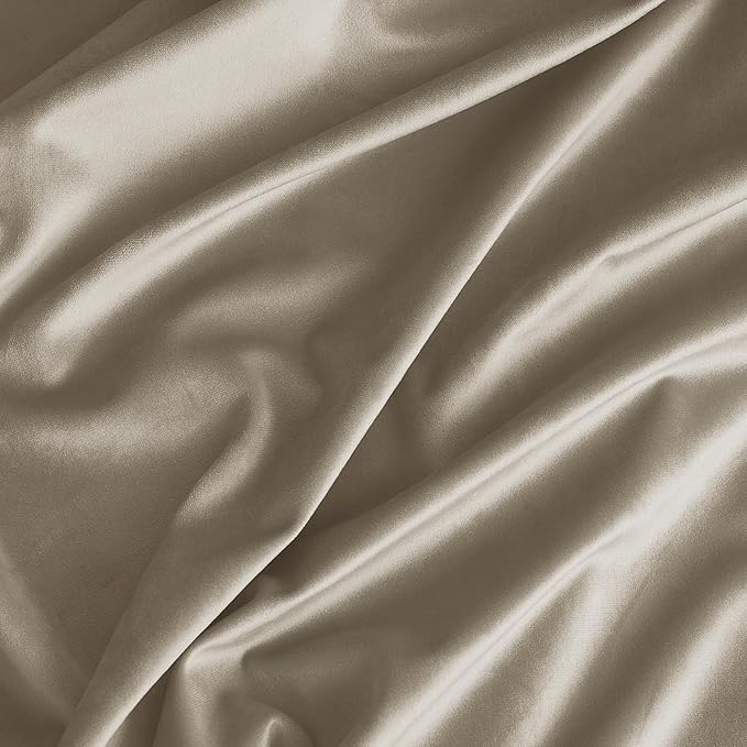 NICETOWN Camel Velvet Curtains 84 Inch Long 62 Wide, Rod Pocket Room Darkening