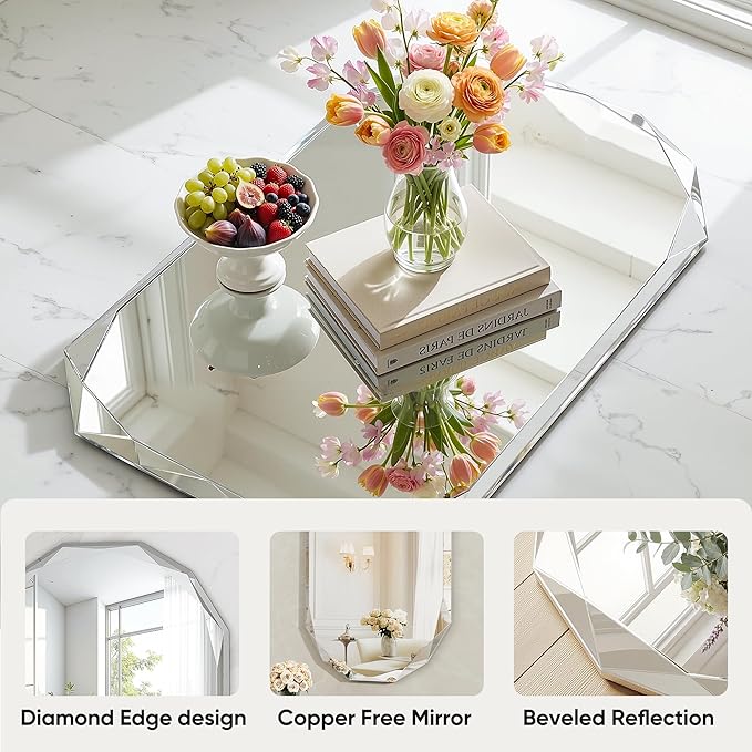 Suidia Bathroom Mirror, Frameless Bathroom Mirror
