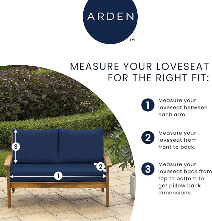 Arden earthFIBER Outdoor Loveseat Cushion Set, 48 x 24, Rain-Proof, Fade Resistant, Loveseat Bottom and 2 Back Cushions for Loveseat, Bench, and Swing Sage Green Texture