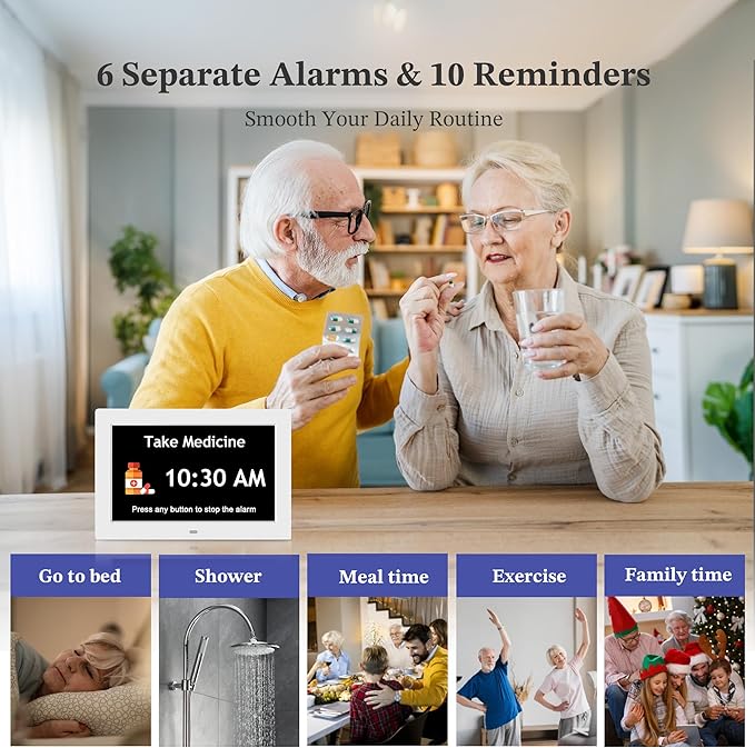 10.1'' Extra Large Digital Clock, 1280*800p HD Display, Dementia Clock