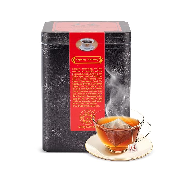 Xiangsou Moistening Tea,Lapsang Souchong Tea,Chinese Classical Smoked Black Tea with 30 Tea Bags,Strong Flower Fragrance With a Smoky Taste