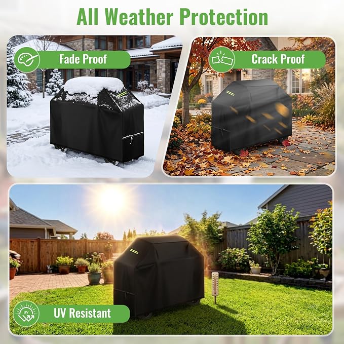Grill Cover for Backyard & Gas Grills - 55×24×43 Inch Heavy Duty Waterproof, Windproof Buckles & Night Vision Handles