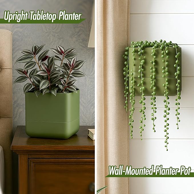 Phoenix Vine 6.5 Inch Wall Mounted Self-Watering Planter Pot