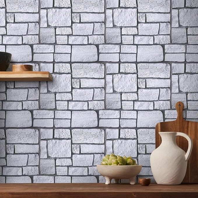 COMSTICKC 3D Faux Stone Wall Panel, Peel and Stick Tiles, Self-Adhesive PVC