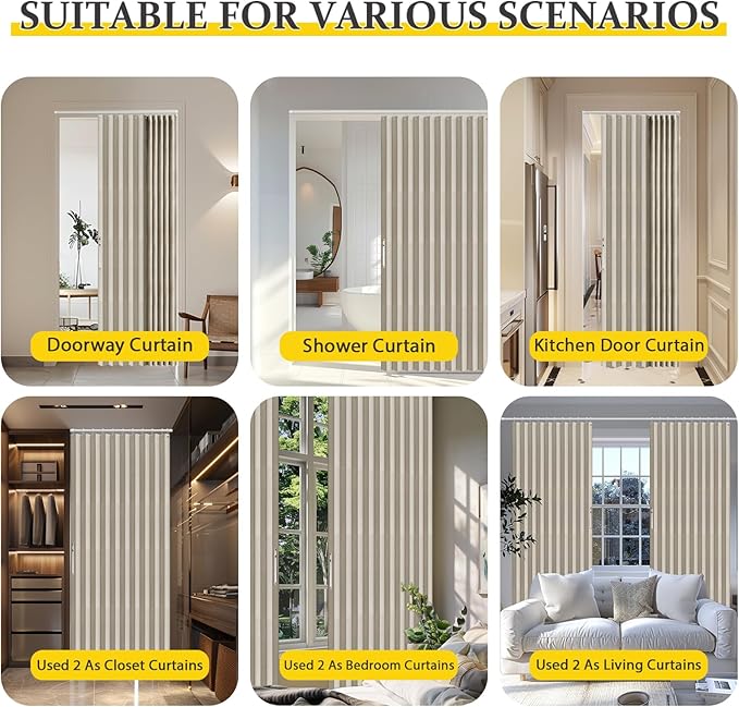 AJAZZ 100% Blackout Magnetic Door Curtain Accordion Doors Interior Folding