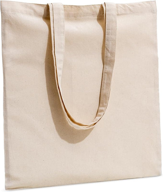Carrywell (Not Made In China) Canvas Tote Bags 24-Pack, 15"x16", Bulk Promotional Totes For Screen Print, Cotton Reusable Shopping Bag, Blank Cloth With Handles