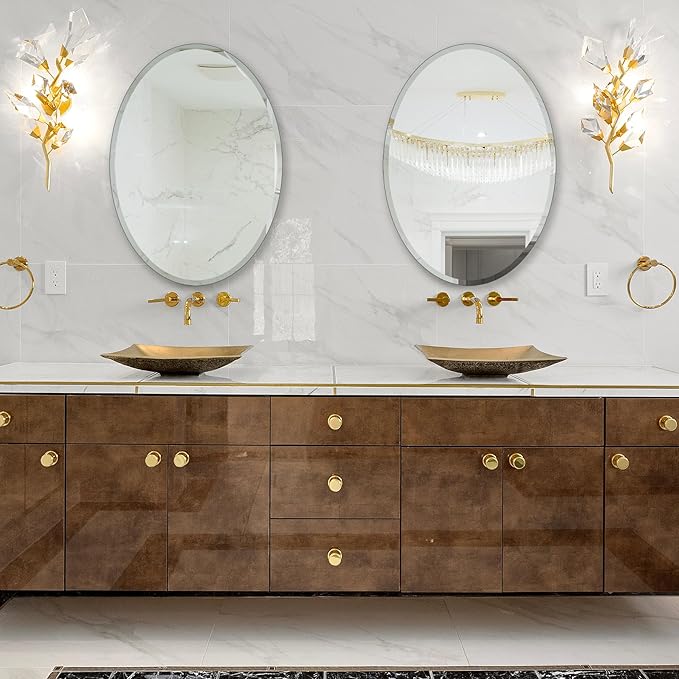 Frameless Oval Mirror, Bathroom Mirror