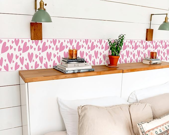 FLFK Pink Heart Wallpaper Border