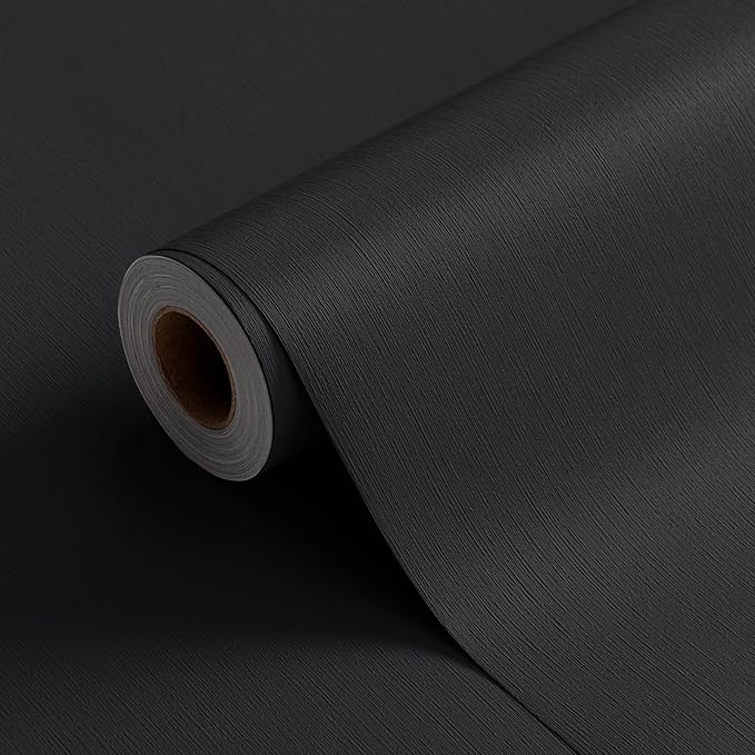 FUKU MON 23.6" X 393" Dark Gray Wallpaper Peel and Stick Contact Paper Solid