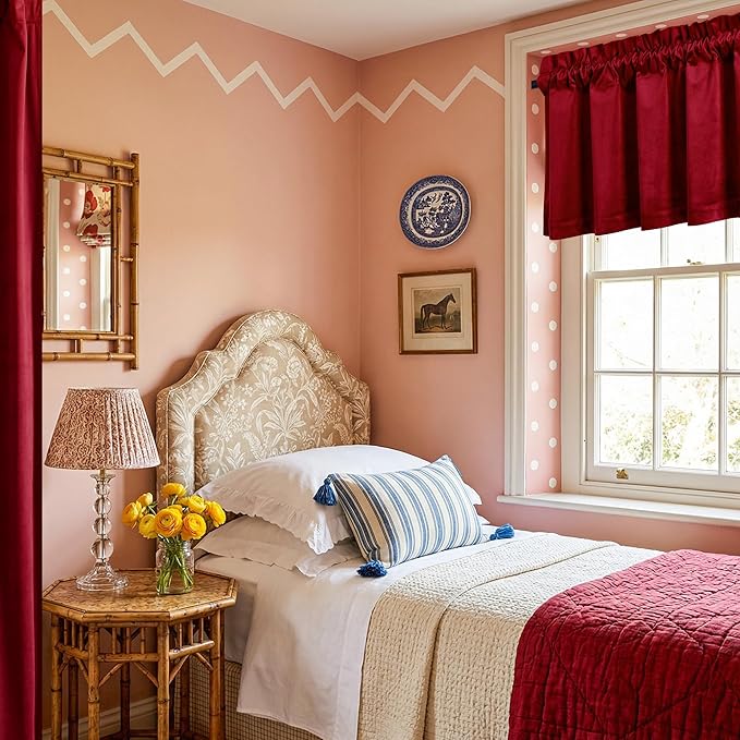 NICETOWN Red Velvet Valance Curtains