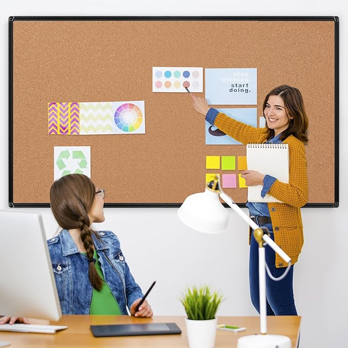 Extra Large Cork Bulletin Board 96" X 48", Wall Mounted Notice Pin Board