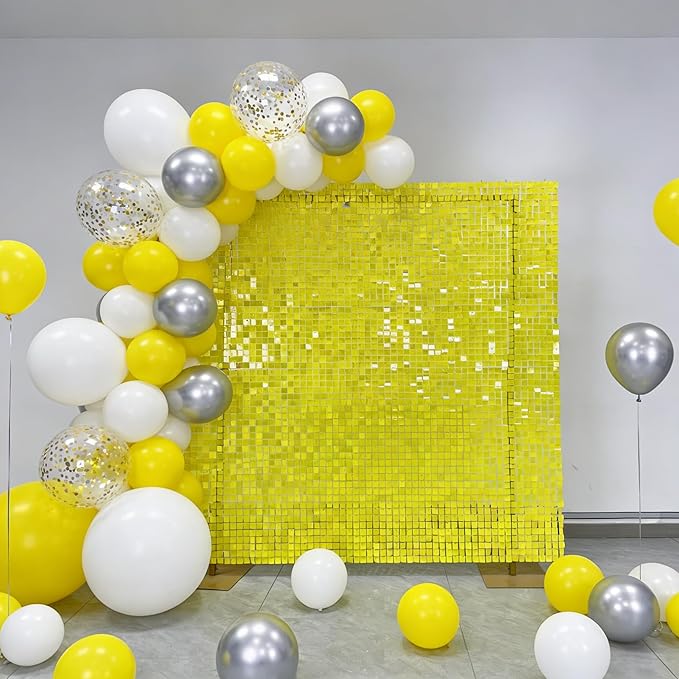 COKAOBE Yellow Shimmer Wall Backdrop 24PCS Sequins Backdrop Decoration Panels