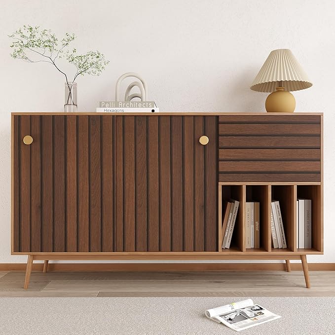 VEELIKE Wide Dark Walnut Wood Slat Peel and Stick Wallpaper Wood Contact Paper