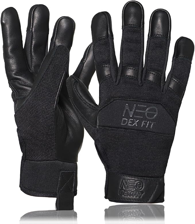 DEX FIT MG210P Mechanic Work Gloves, Waterproof Cowhide Leather Palm, Breathable Mesh Back, 3D Ergonomic Fit for Auto Repair, Construction, Gardening; Black/Black XL 1 Pair