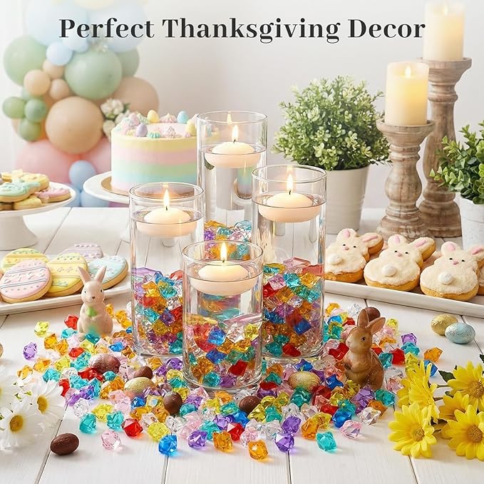 DomeStar 150PCS Multicolored Acrylic Fake Gems, Crushed Ice Rocks Pirate Treasure Jewels Vase Fillers, Table Scatter, Sensory Bin Filler, Photo Props, Pirate Party Favors Easter Decor