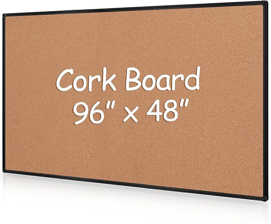 Extra Large Cork Bulletin Board 96" X 48", Wall Mounted Notice Pin Board