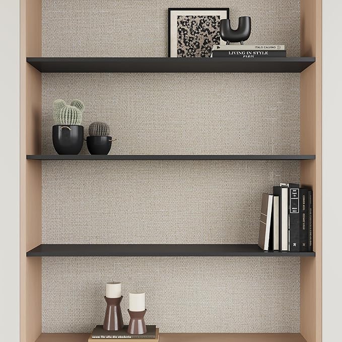 VEELIKE Beige Grasscloth Peel and Stick Wallpaper Textured Neutral Grasscloth