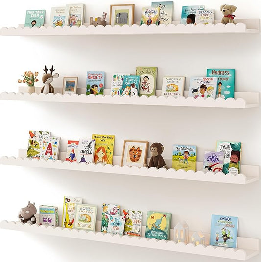 Shario Nursery Book Shelves, Scalloped Shelves, Wall Book Shelves
