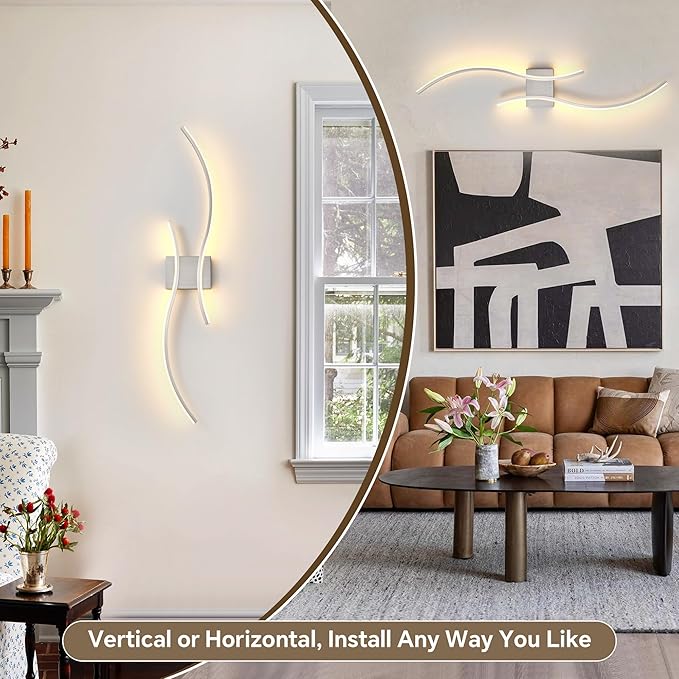 Battery Operated Wall Sconce Set of 2, Dimmable Modern LED Rechargeable Wall