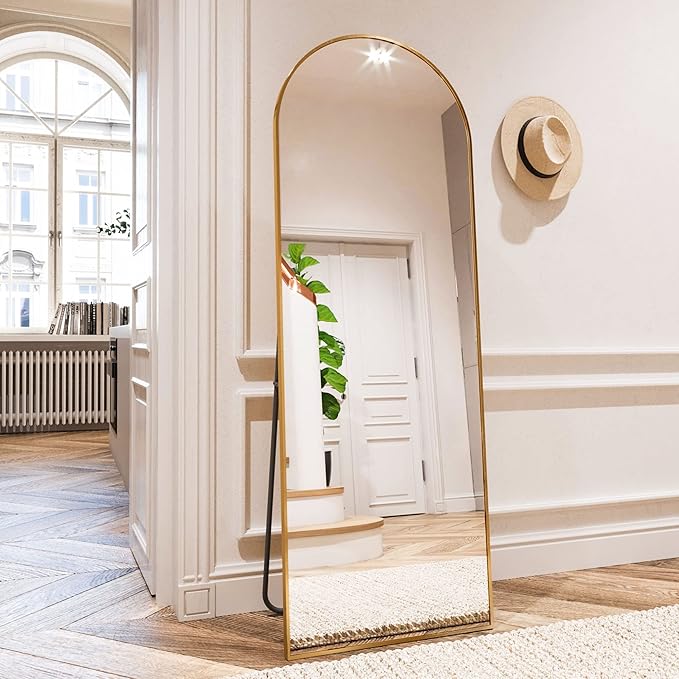 HARRITPURE 64"x21" Arched Full Length Mirror Free Standing Leaning Hanging