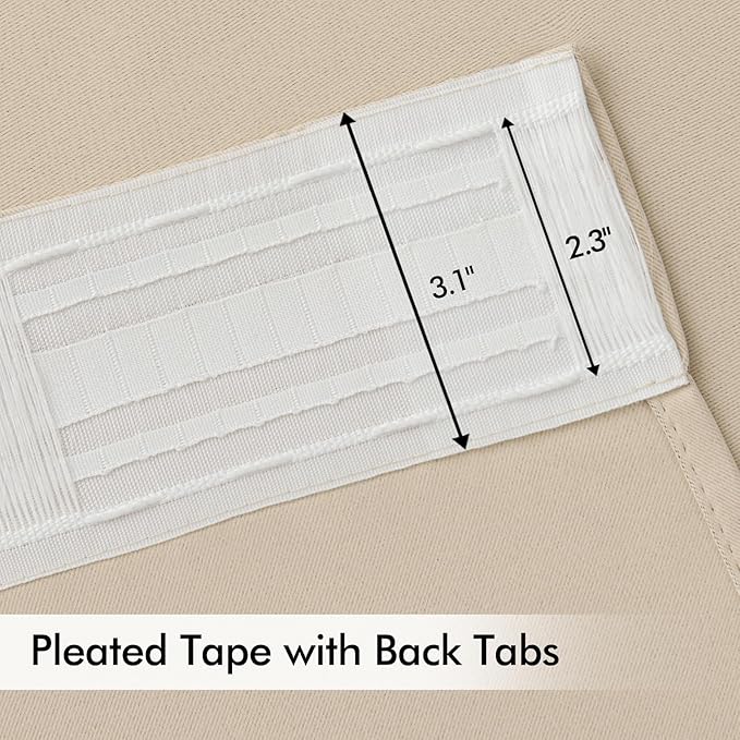 MIULEE Cream Beige Back Tab Light Blocking Curtains 98 Inch Length 2 Panels Set
