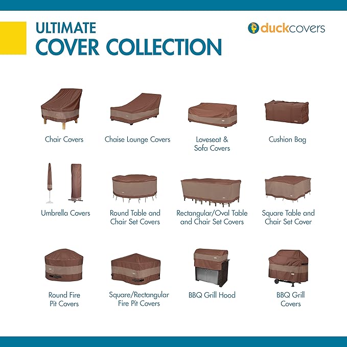 DUCKCOVERS Ultimate Waterproof 76 Inch Square Patio Table with Chairs Cover, Outdoor Table Cover