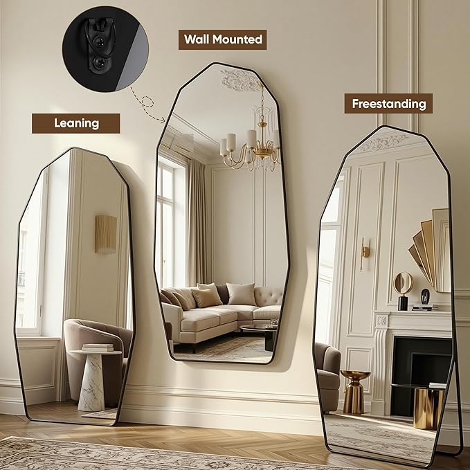 Antok Full Length Mirror, Free Standing Wall Mounted or Leaning Full Body Mirror