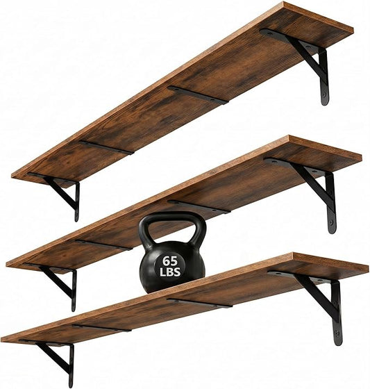 WOPITUES Floating Shelves for Wall 48″W x 8″D, Long Wall Mounted Shelves Set of