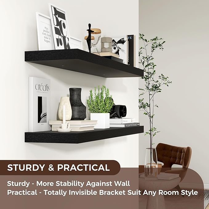 Venusmiles Floating Shelves for Wall 36 inch Long, Engineered Wood Wall Shelves