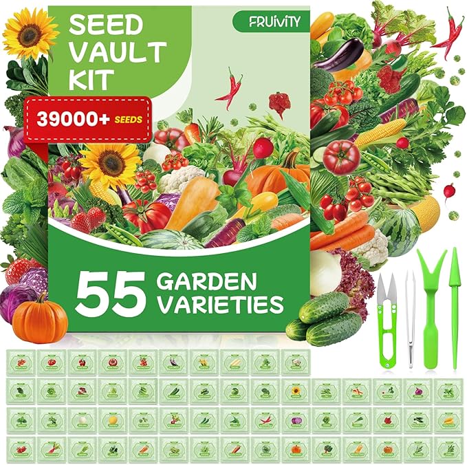55 Vegetable Seeds Variety Pack - 39,000+ Heirloom Seeds for Planting Vegetables and Fruits, Outdoor Garden Seeds for Planting Gift for Mother, Women, Mom, Friend