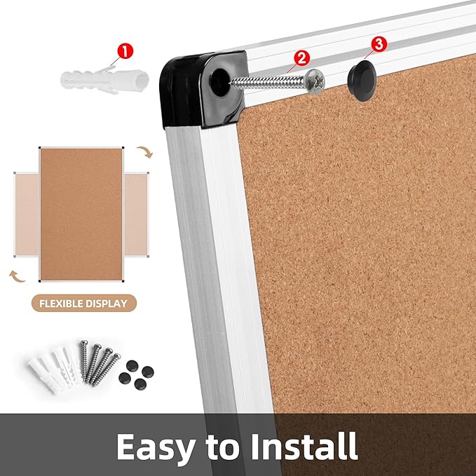 Extra Large Cork Bulletin Board 60" X 36", Wall Mounted Notice Pin Board