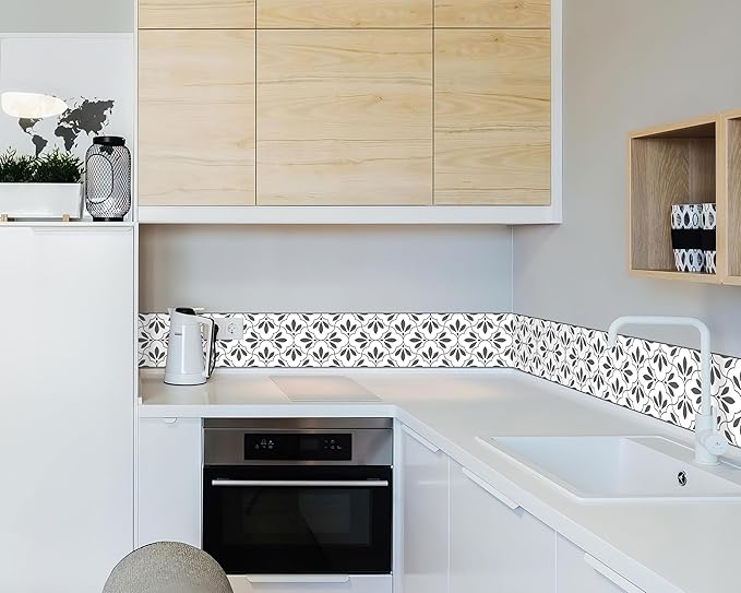 FLFK Wallpaper Border Black and White Patterns Peel and Stick Wall Border Self