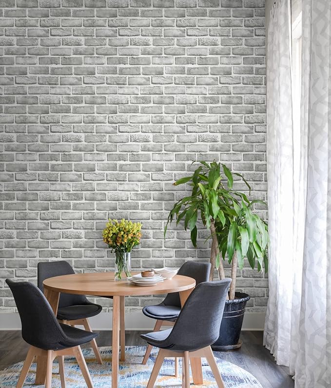 Guvana Grey Brick Wallpaper Peel and Stick Wallpaper 3D Brick Contact Paper