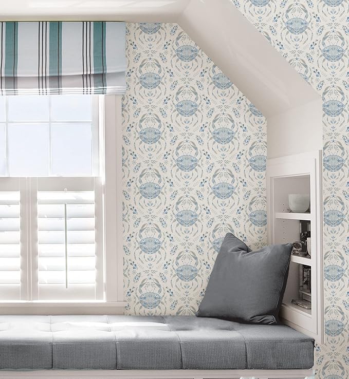 NuWallpaper by WallPops Blue Shellby Peel & Stick Wallpaper