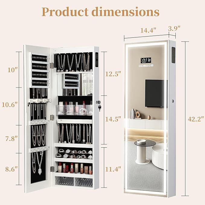 LED Mirror Jewelry Cabinet