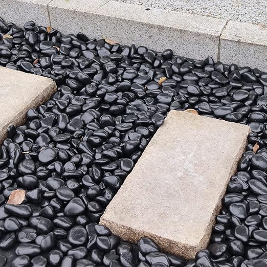10Ib Black River Rocks for Landscaping-Polished Pebbles for Plants-Garden Decorative Stones-1-2 Large Plant Rocks,Ideal for Aquarium, Home Decor