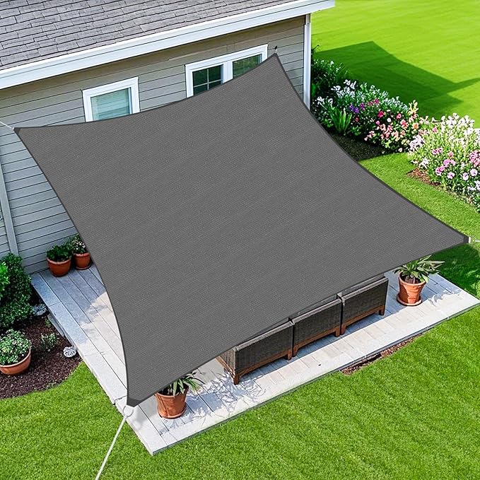 Amagenix Sun Shade Sail 9'X12' Curved Edge Outdoor Shade Canopy Dark Grey Breathable 95% UV Block Shade Cloth for Patio Garden Backyard (We Make Custom Size)