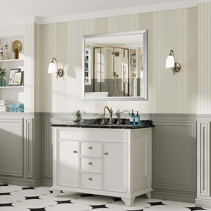 40x36 Inch Brushed Silver Bathroom Mirror