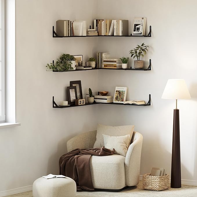 WOPITUES Floating Shelves for Wall 40″W x 8″D, Long Wall Mounted Shelves Set of
