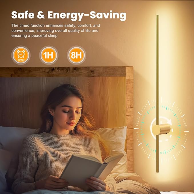 NIORSUN 35.4 Inch Battery Operated Wall Sconce Set of 2, 10 Colors Dimmable