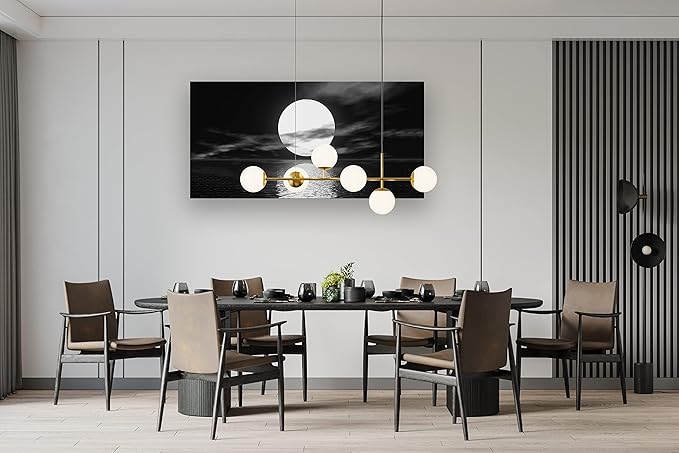 Cao Gen Decor Art S06462 Wall Art Canvas Sea White Full Moon in Night Picture