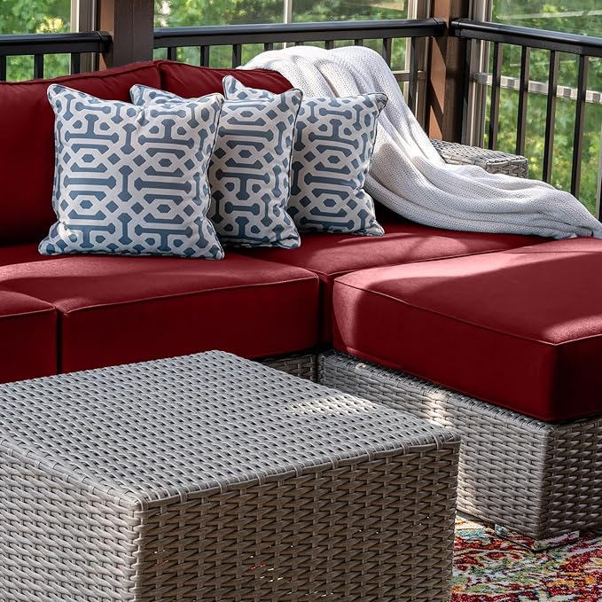 9 Piece Outdoor Patio Waterproof Cushion Covers, Fits 4-Seat Wicker Rattan Sectional Couch Chair Furniture Cover Replacement Set - Fade-Resistant Patio Cushion Covers with Zipper