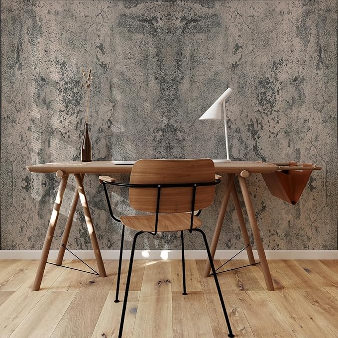 Brown Gray Concrete Wallpaper 15.7in x 80in, Wall Paper Peel and Stick