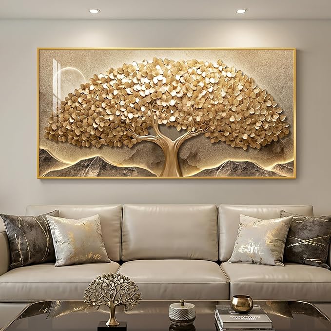 Large Framed Gold Tree of Life Wall Art