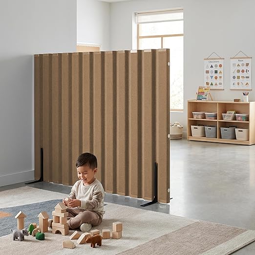 Angeles, Quiet Divider with Sound Sponge 48" x 6' Wall in Natural Tan,