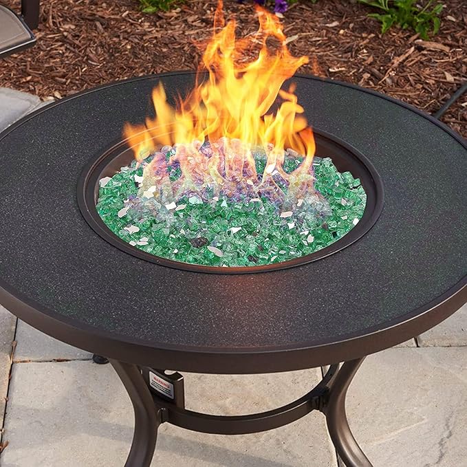 Mr. Fireglass 10 Pounds Fire Glass - 1/4 Inch High Luster Reflective Tempered Glass Rocks for Fireplace Fire Pit Table and Landscaping, Light Green